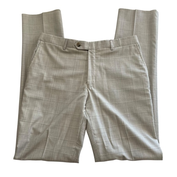 Hart Schaffner Marx Suit Mens 40 Reg New York Fit Cream/Beige Windowpane $795 - Picture 15 of 16